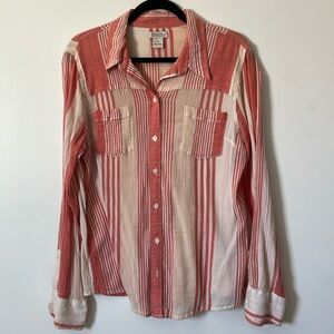 Lucky Brand Button Up Long sleeve Stripes XL